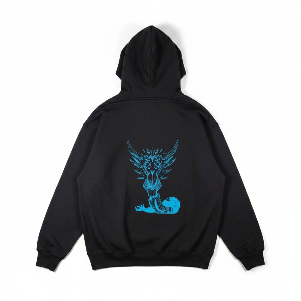 Zenith The Fallen Angel Graphic Hoodie Jerzees NuBlend Mens Black Blue XL Street